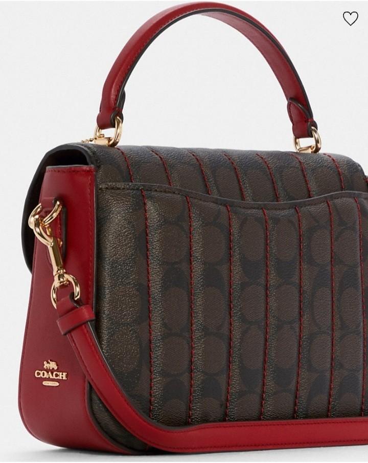 COACH Marlie Top Handle Satchel In Signature Canvas With Quilting, Luxury, Bags & Wallets on
