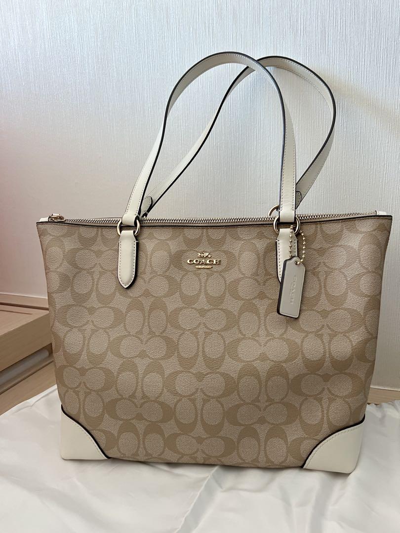 Zip top tote clearance in signature jacquard
