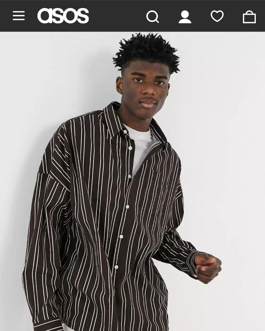 COLLUSION drop shoulder oversized poplin shirt in brown stripe, Men's  Fashion, Tops \u0026 Sets, Tshirts \u0026 Polo Shirts on Carousell