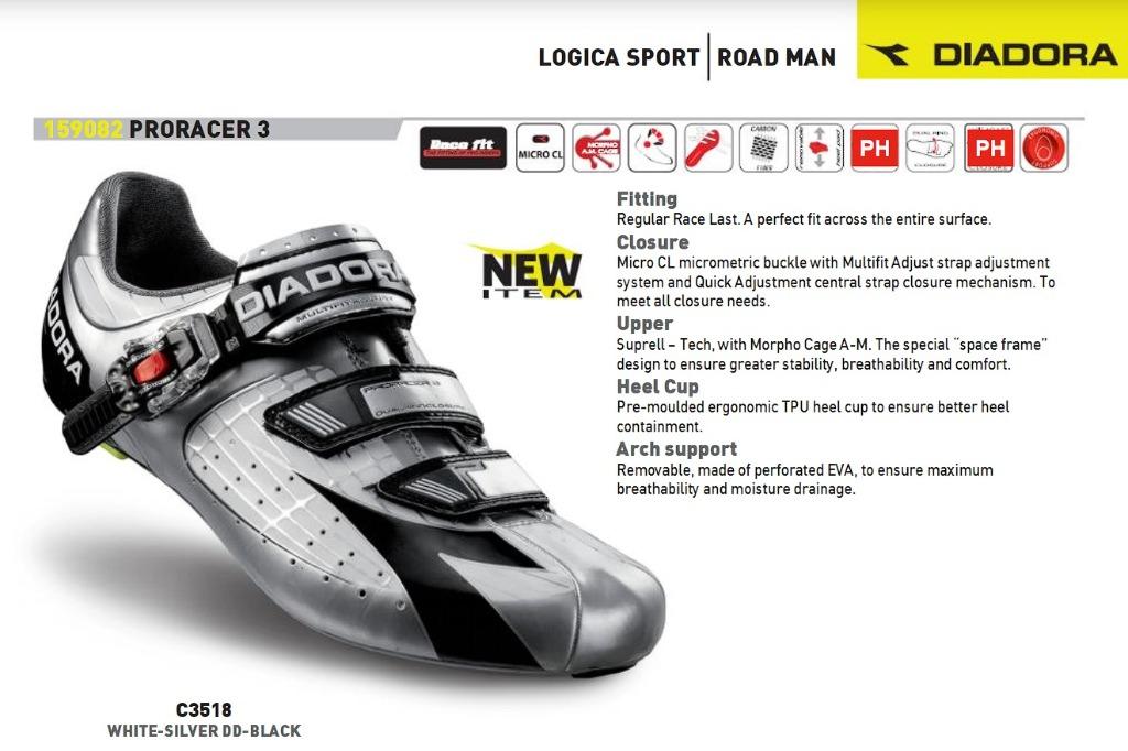 Diadora Proracer 3 Carbon Road Bike Lock Shoe 159082