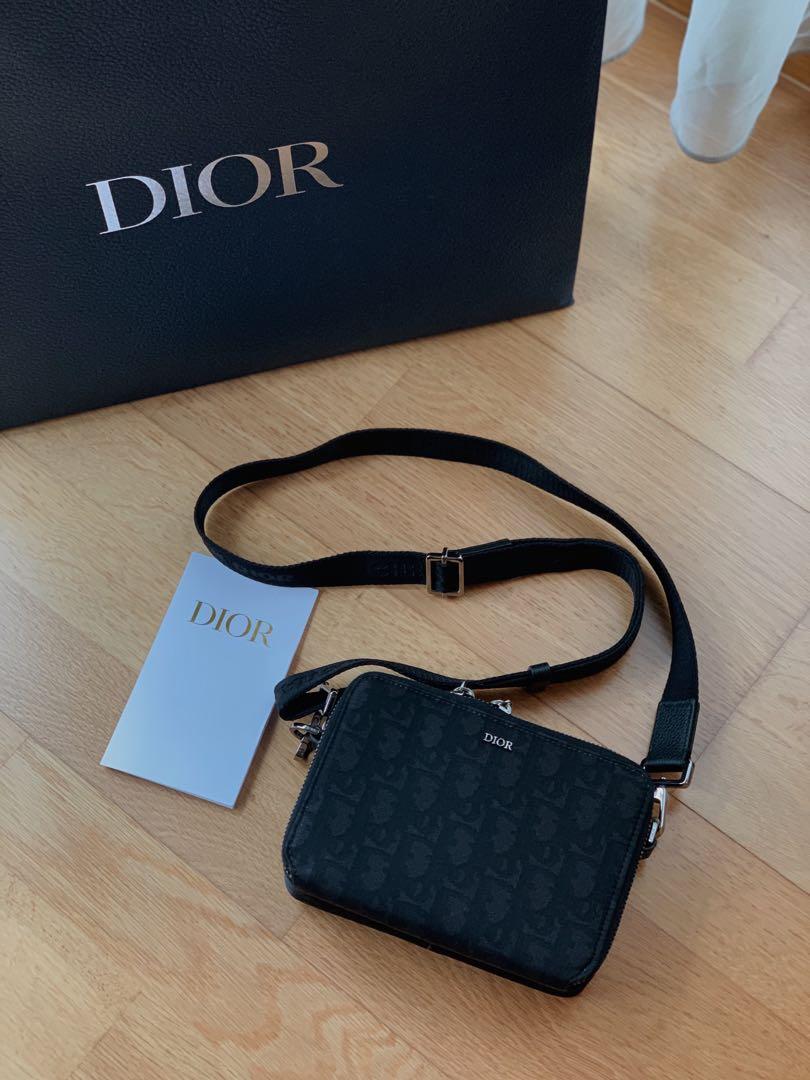 Pouch with Strap Dior Gray CD Diamond Canvas  DIOR