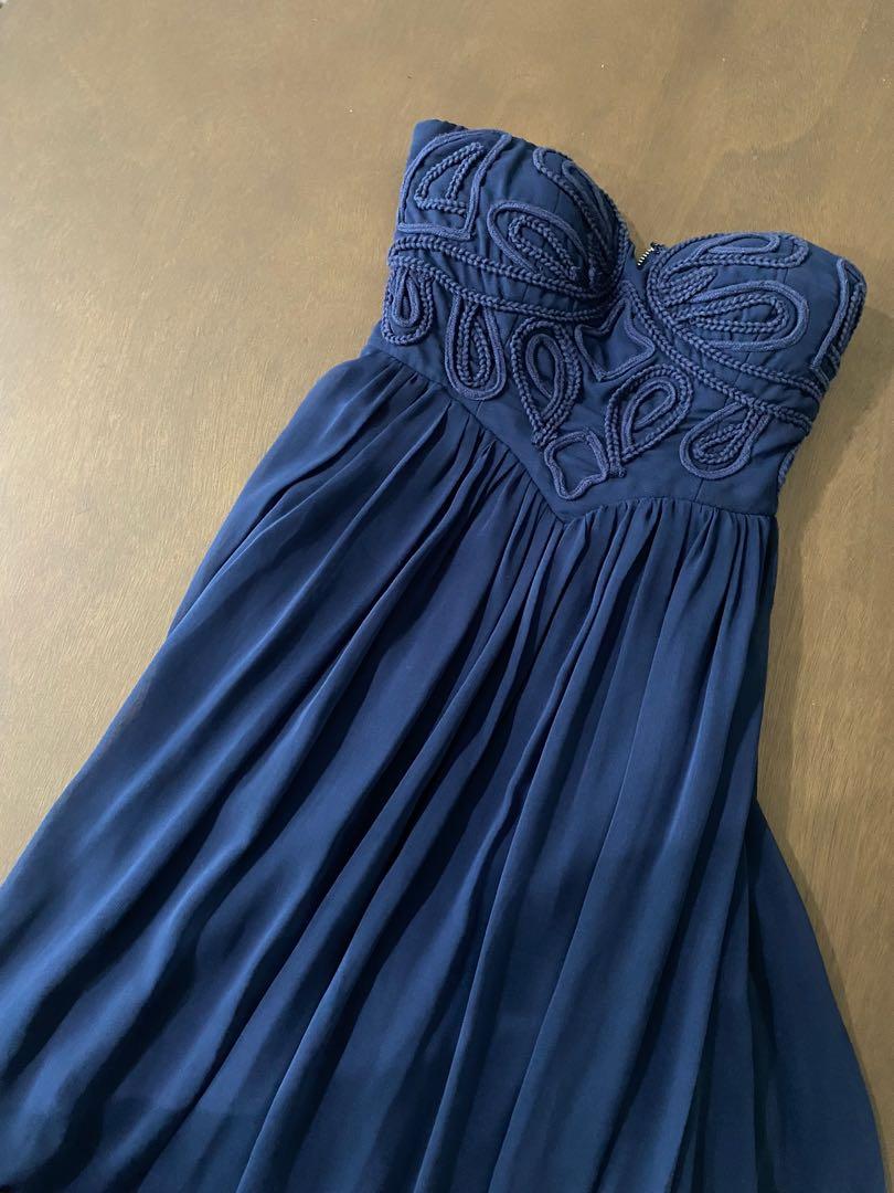Dotti Navy Blue Sweetheart Neckline Evening Maxi Dress Women s