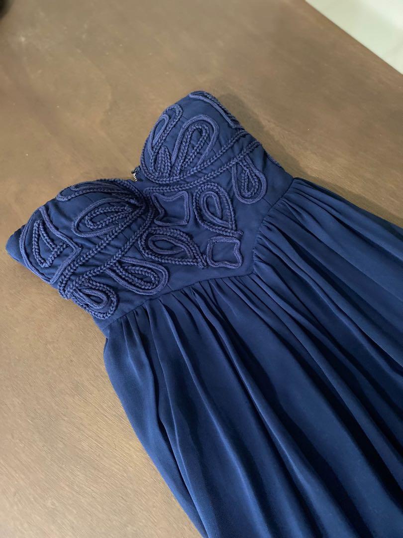 Dotti Navy Blue Sweetheart Neckline Evening Maxi Dress Women s