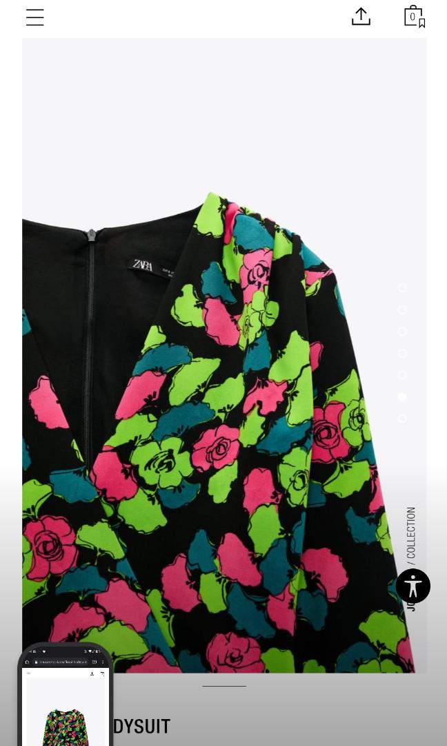 Zara Floral Neon Bodysuit, Women's Fashion, Tops, Other Tops on Carousell