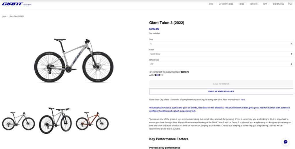 Giant talon online 29 price