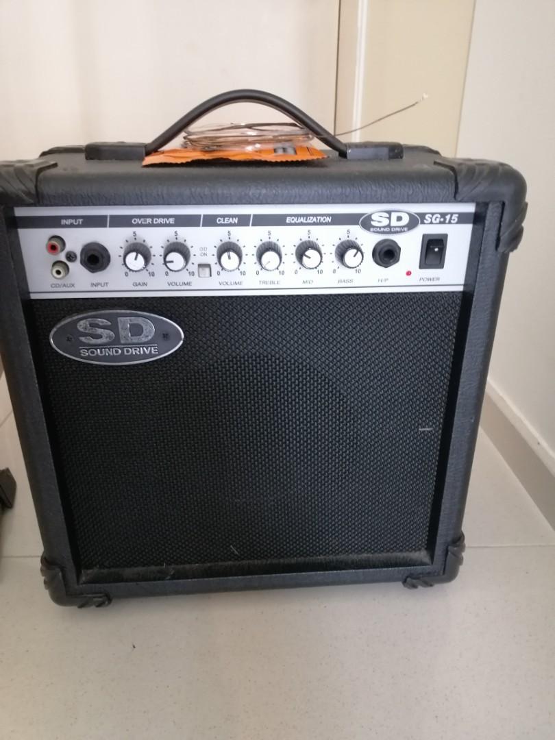 Classical Acoustic Guitar w/ electric jack + Amp + extra strings