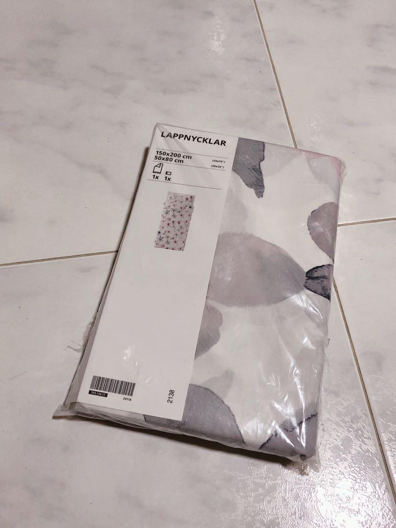 IKEA x Virgil Abloh MARKERAD collection - Duvet cover and pillowcases  (GREY), Furniture & Home Living, Bedding & Towels on Carousell