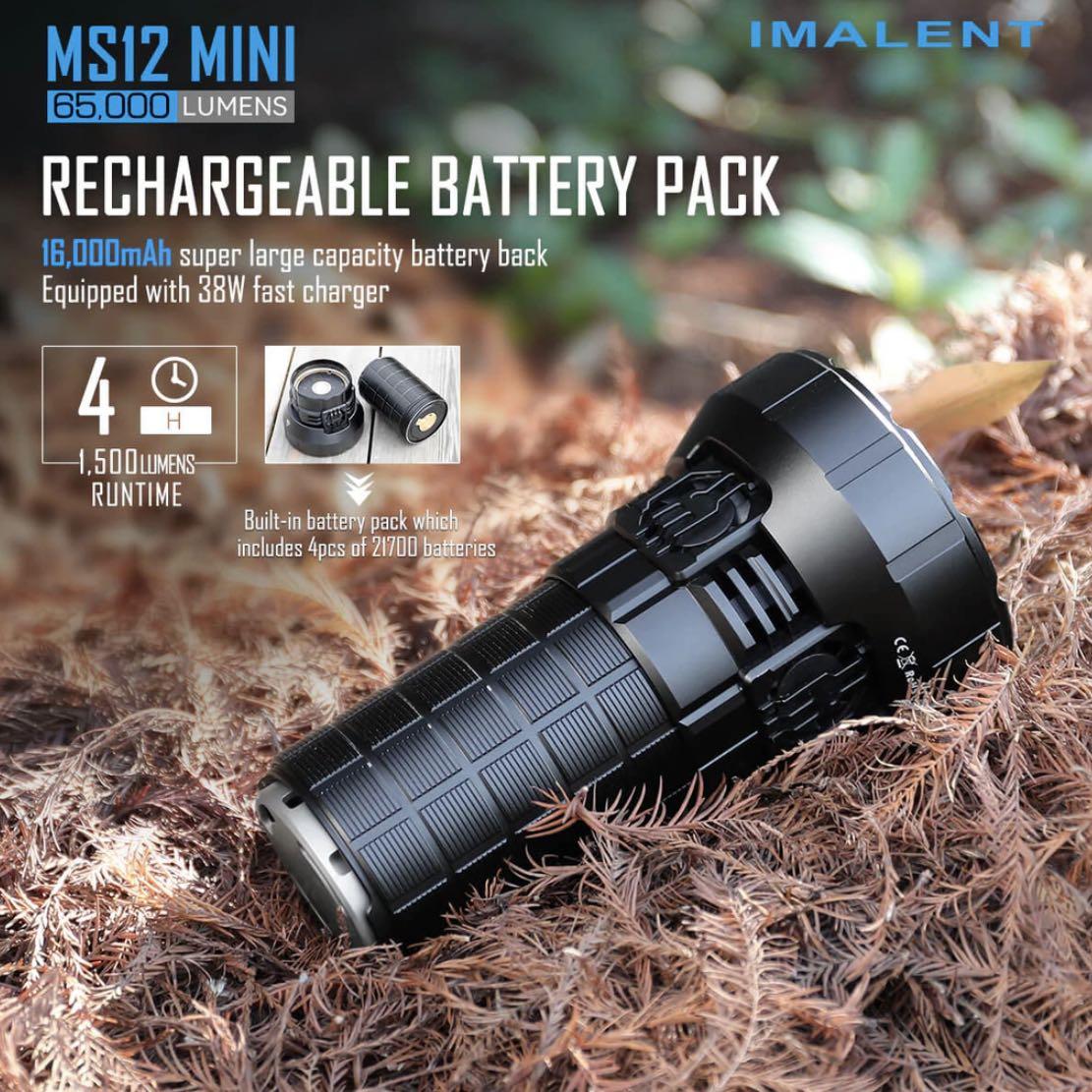 Imalent MS12 Mini 6萬5千流明強光搜索電筒, 運動產品, 行山及露營