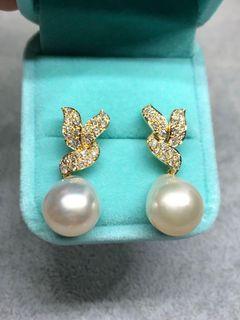 Jewelmer Baroque Pearl with Diamonds Earrings