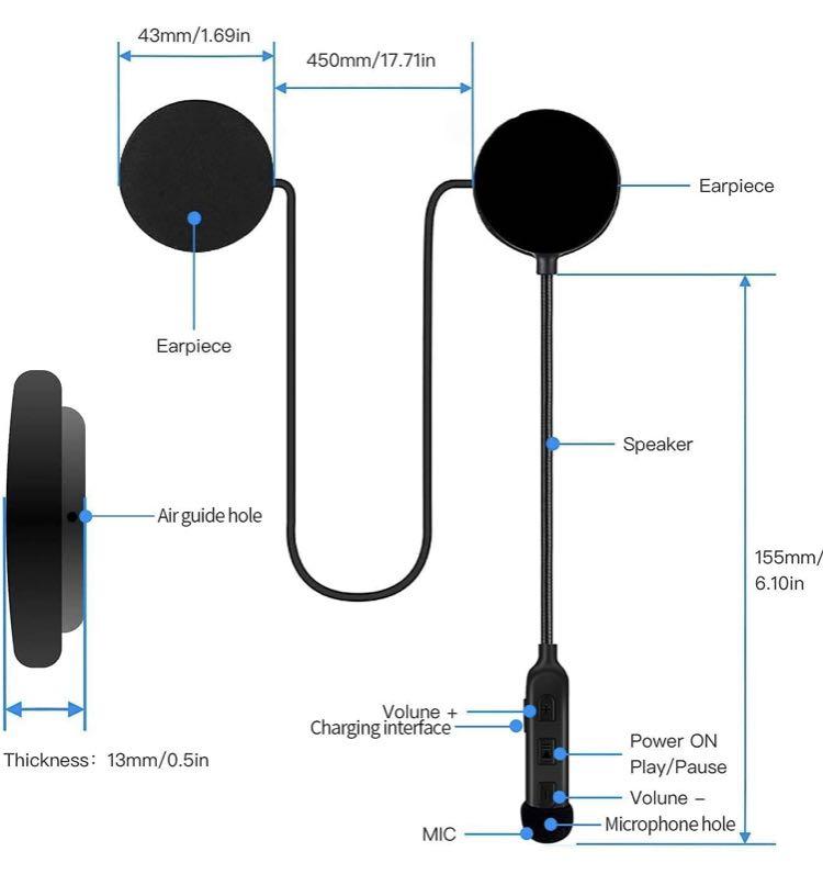 JZAQ BT30 Motorcycle Helmet Bluetooth Headset,Outdoor Headset,Speakers