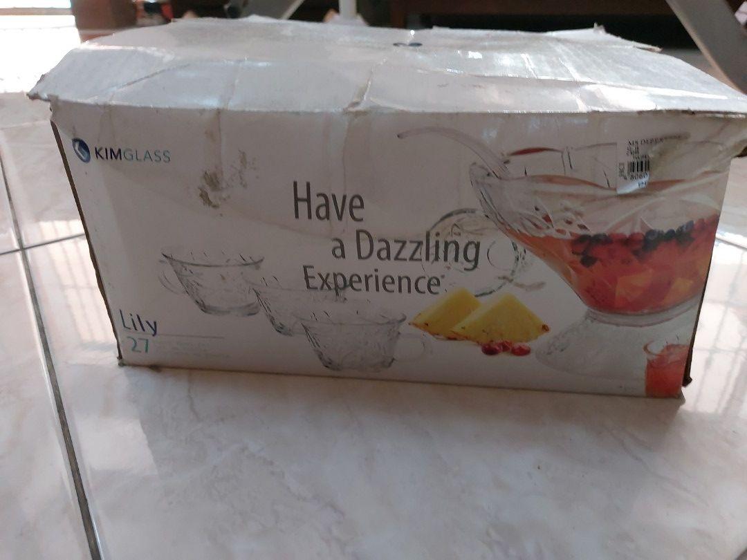 Lily 27 pcs Punch bowl (Category: Pitchers & Dispensers) located in Quezon City. Submitted by cynlchan (Listing ID 1152384942, Image 1). Description: Add class to your group gathering with this 27 pcs punchbowl set Great for juices or punch Good for 12 persons.