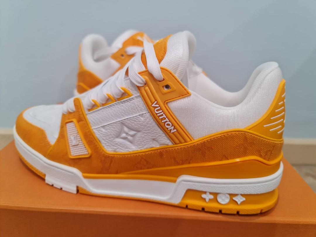 Lv trainer low trainers Louis Vuitton Orange size 8 UK in Other - 32119118