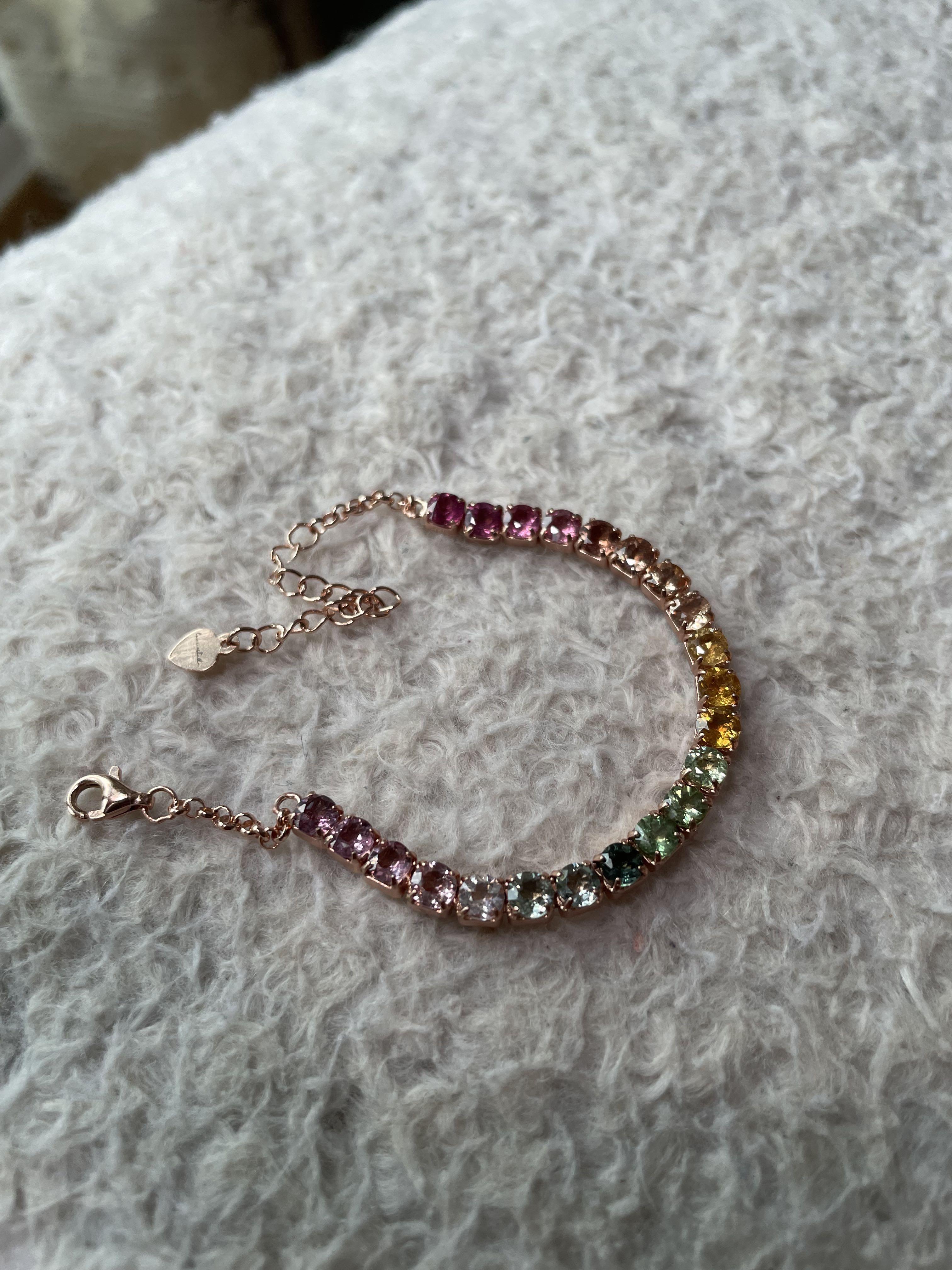 Love Estella Tourmaline Rainbow Tennis Bracelet, Women's Fashion