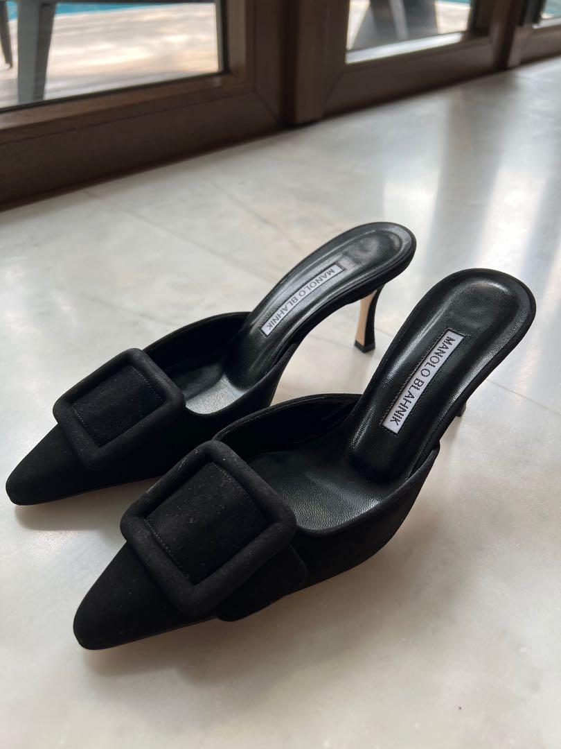 Manolo Blahnik Maysale Black Sz 37, Luxury, Accessories on Carousell