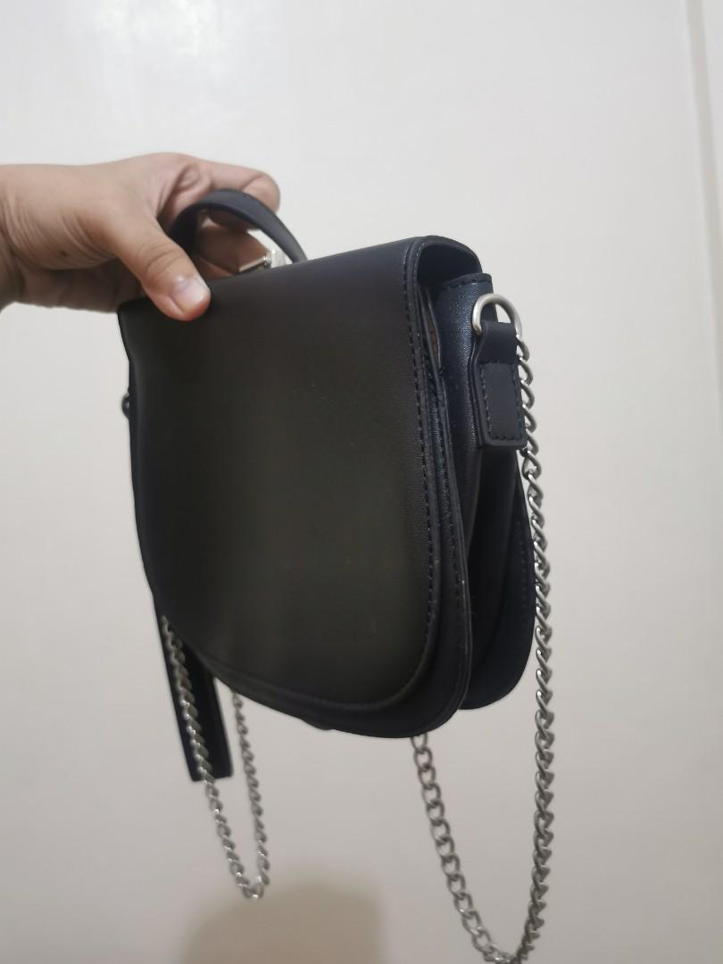 Miniso black faux leather crossbody bag, Women's Fashion, Bags