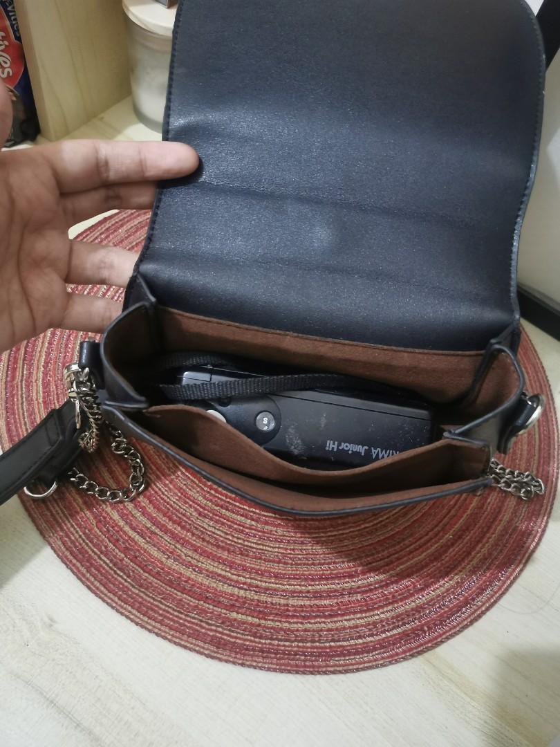 Miniso black faux leather crossbody bag, Women's Fashion, Bags