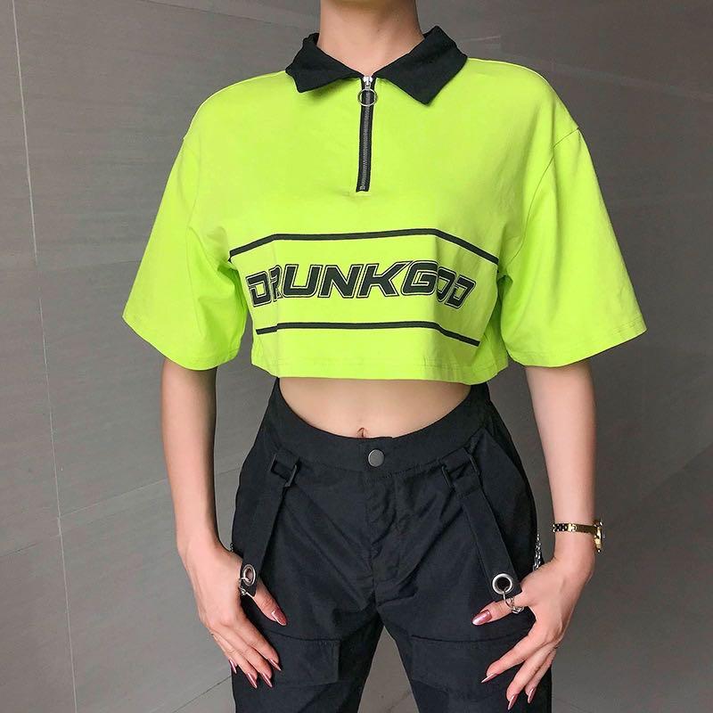 Neon green and hotsell black crop top