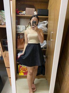 New Look Black Leather Skater Skirt