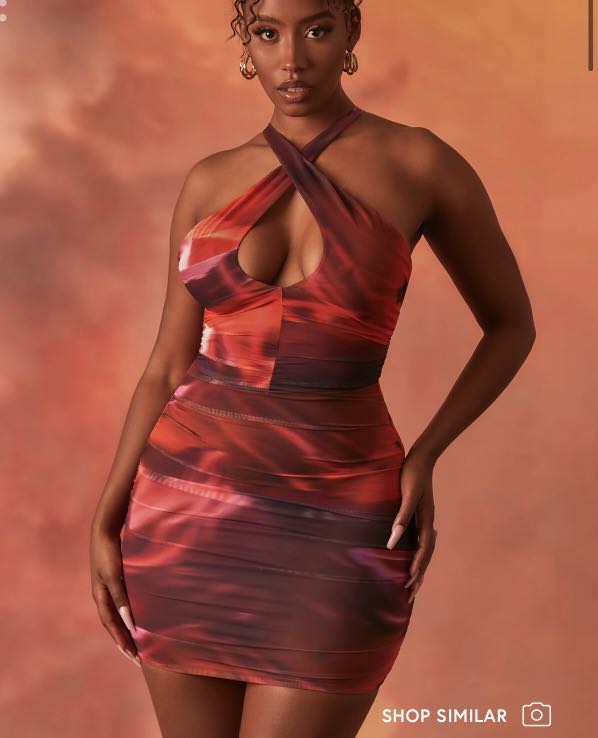World Crossover ruched mesh dress 