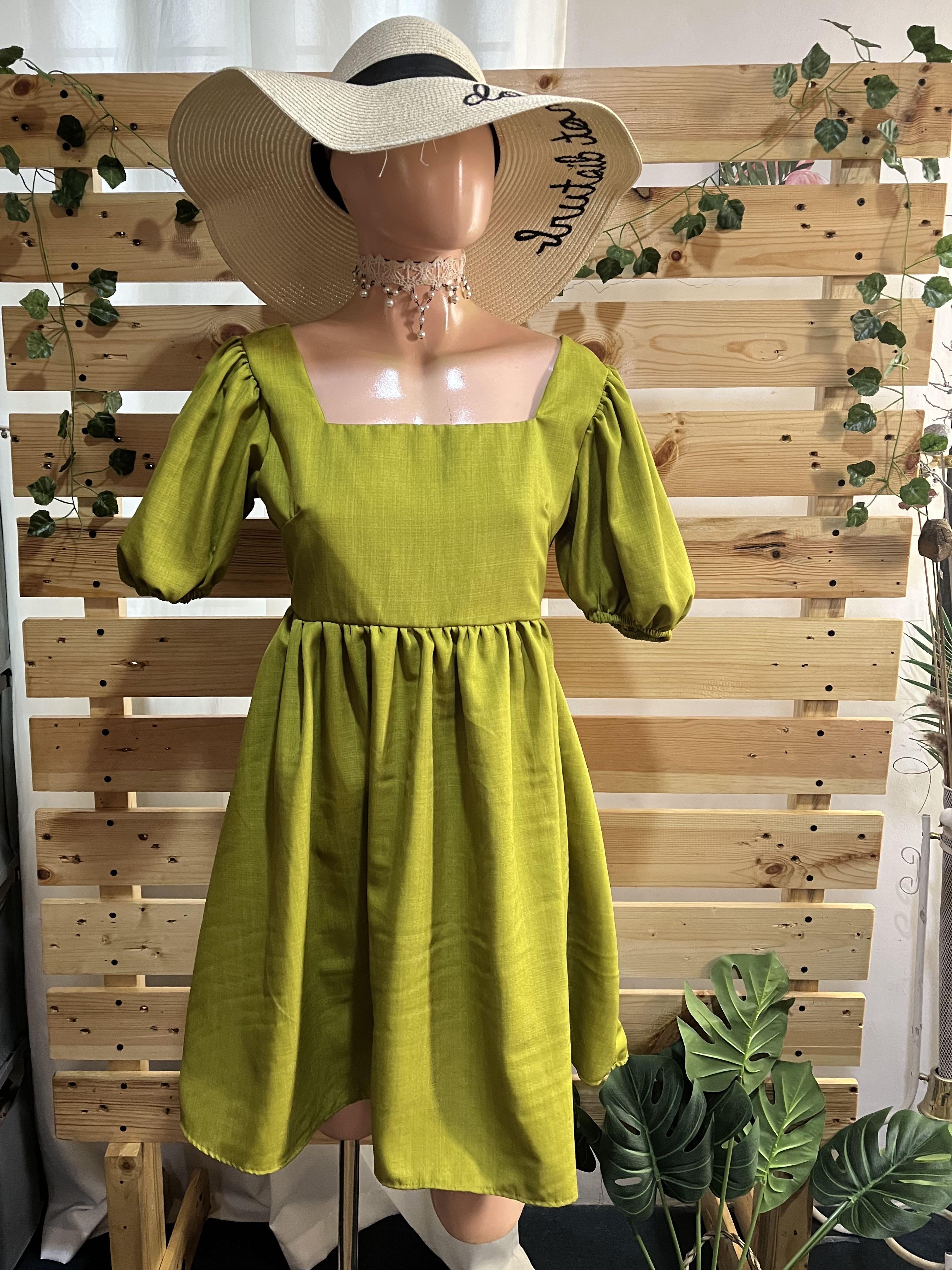 olive semi formal dress Backless Split V neck Prom Dress