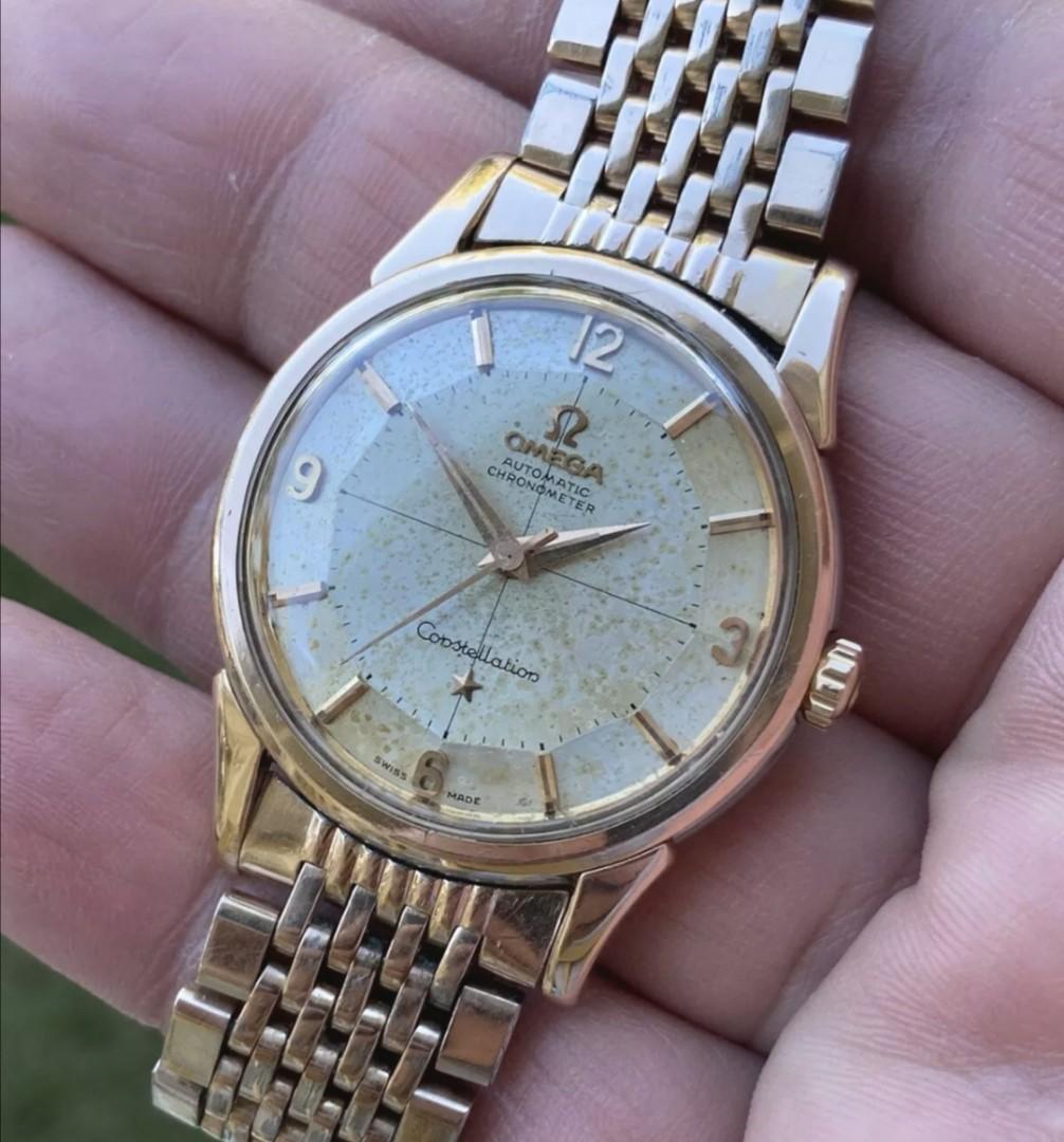 Omega Constellation Pie Pan 14k Rose Gold Vintage Men s Fashion