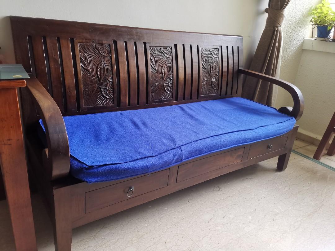 Original Teak wood sofa, Furniture & Home Living, Furniture, Sofas on