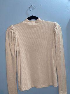 Puffed sleeves Ribbed Top