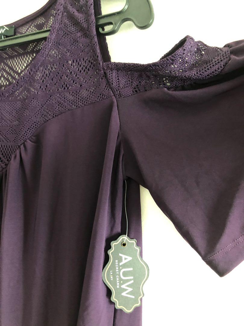 Purple Cold Shoulder Top (Category: Blouses) located in Taguig. Submitted by declutteringthings0908 (Listing ID 1152896591, Image 3). Description: Brand new with tag RFS: decluttering MOP: BPI, BDO, or GCash.