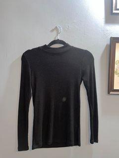 Ribbed Cuffed Neck Top