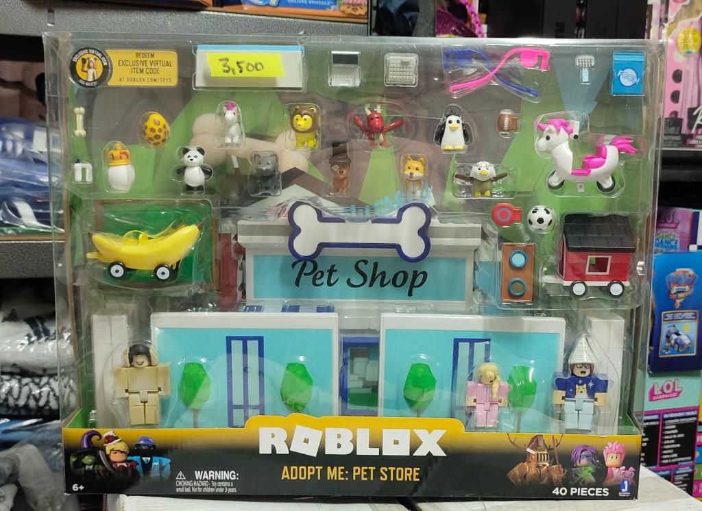 ROBLOX ADOPT ME PET STORE (Category: Designer & Blind Box Toys) located in Malabon City. Submitted by gie_silva (Listing ID 1152861441, Image 2). Description: BRAND NEW ORIGINAL ROBLOX TOY WITH VIRTUAL CODE Roblox Deluxe Playset Adopt Me: Pet Store • Take your favorite Roblox adventures off the screen and into the real world with this unique playset, featuring three iconic characters and accessories • Mix and match parts to build your own unique 
