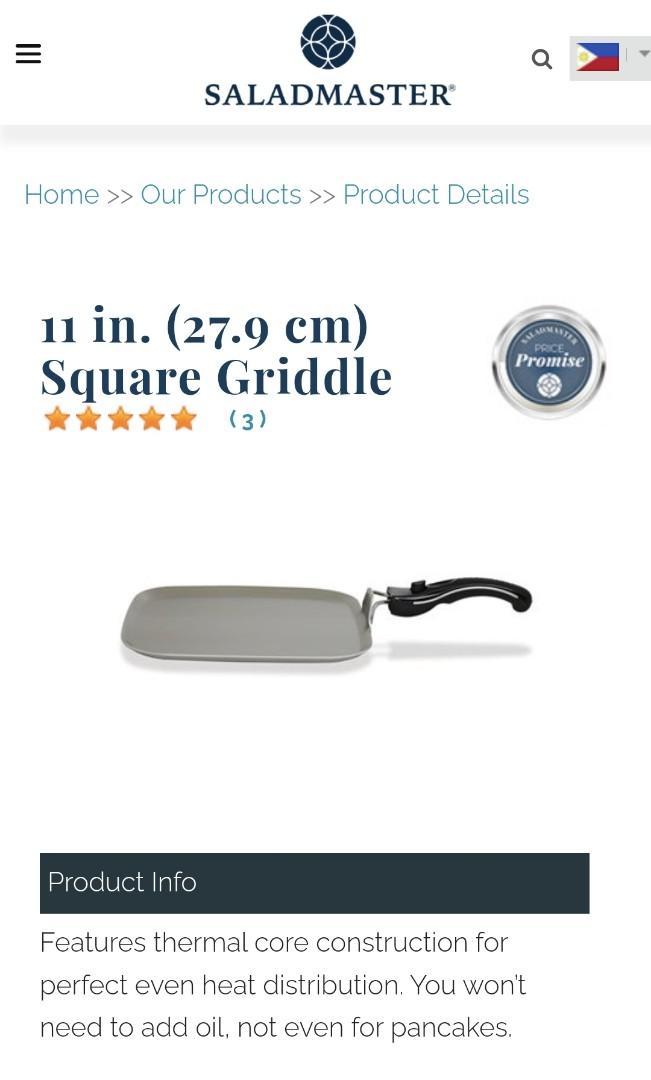 SALAD MASTER (Category: Cookware & Accessories) located in Pasig City. Submitted by tommynulud (Listing ID 1152828452, Image 3). Description: SALAD MASTER (BRAND NEW) Worth 170k+ selling only for 150k (NEGOTIABLE) SELLING AS SET - 5QT ROASTER w/ COVER (4.7L) - ELECTRIC OIL CORE SKILLET w/ COVER - 11 in. (27.9 cm) SQUARE GRIDDLE.