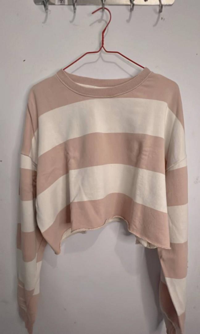Sweater crop oversize lengan balon 