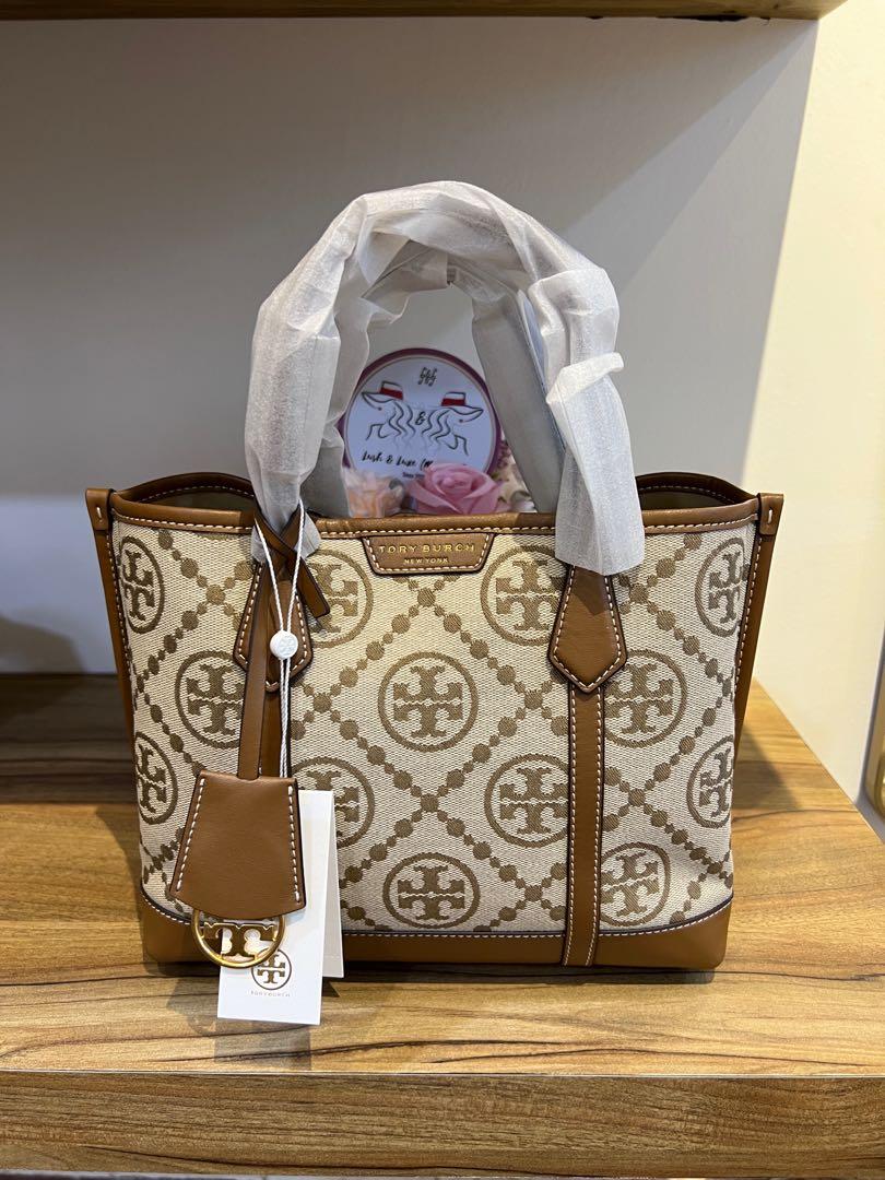 Tory Burch Perry T Monogram Small Triple Compartment Tote