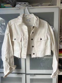 Topshop White Cropped Denim Jacket