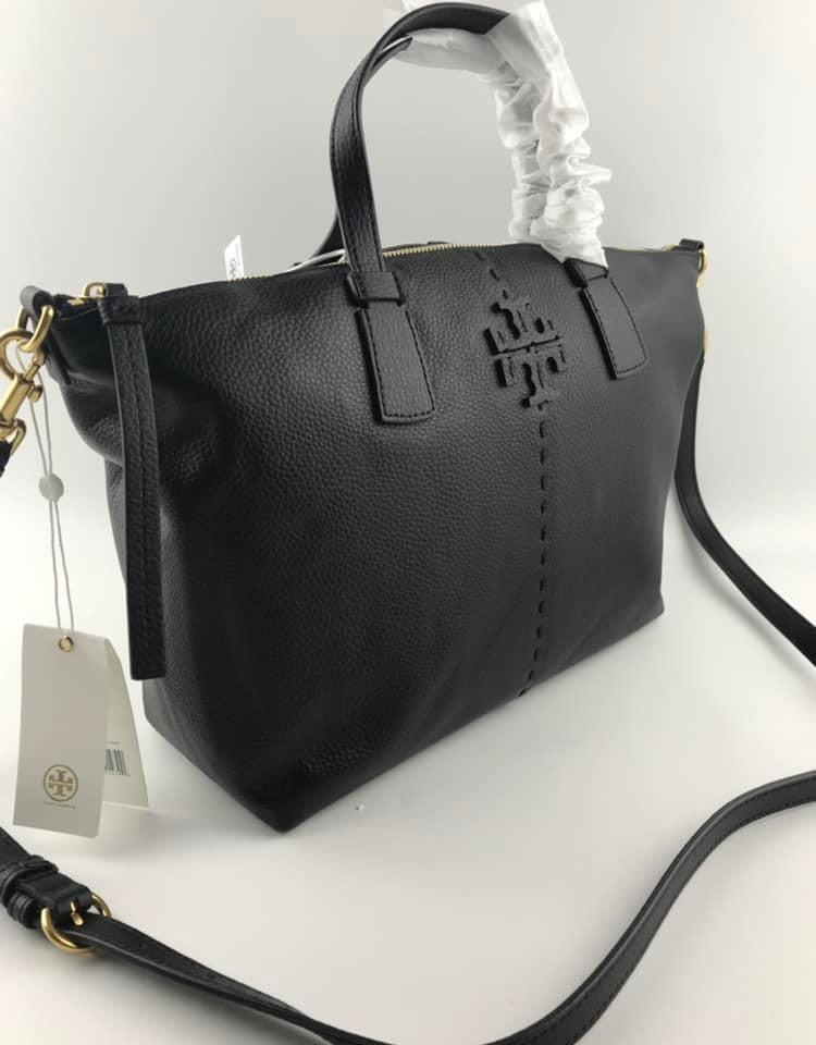 Tory Burch McGraw TopZip Satchel (Black), Women's Fashion, Bags & Wallets, Shoulder Bags on