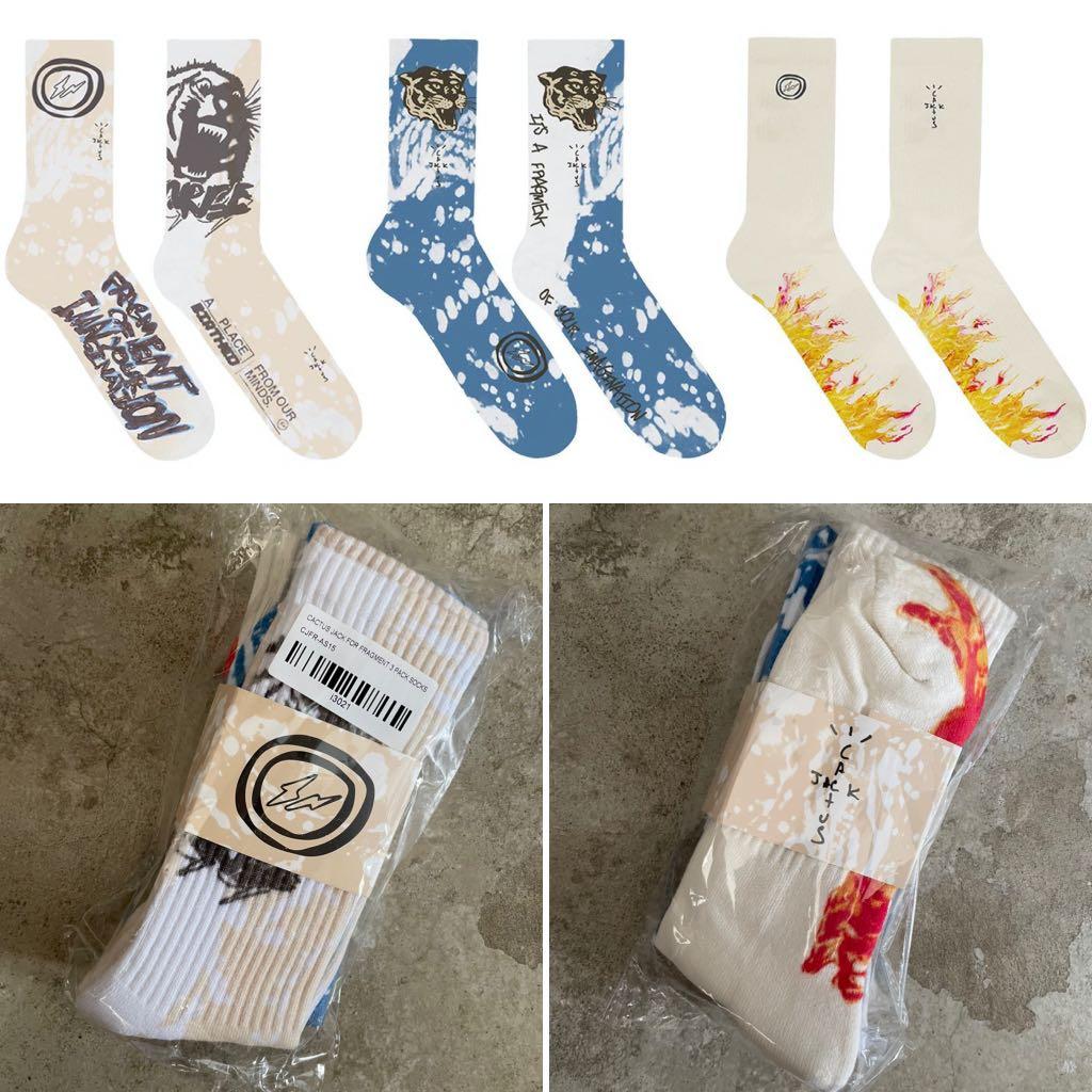 Travis Scott Cactus Jack For Fragment Socks (3 Pack), 男裝, 鞋, 鞋墊及飾物-  Carousell