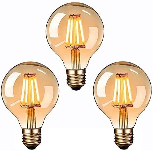Table Lamp Wall Lights G80 Amber Glass Dimmable Lamp AC 110V/220V Warm White 2700K E27 4W Vintage Edison LED Light Bulbs for Chandeliers
