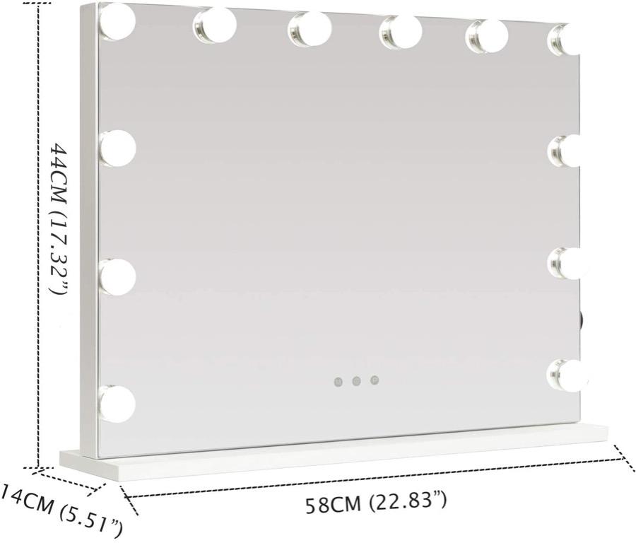 WAYKING Vanity Mirror Makeup Mirror with Lights, Large Hollywood Lighted  Vanity Makeup Mirror with LED Bulbs and USB Port, Tabletop or Wall-Mounted  for Dressing Room  Bedroom, Furniture  Home Living, Home