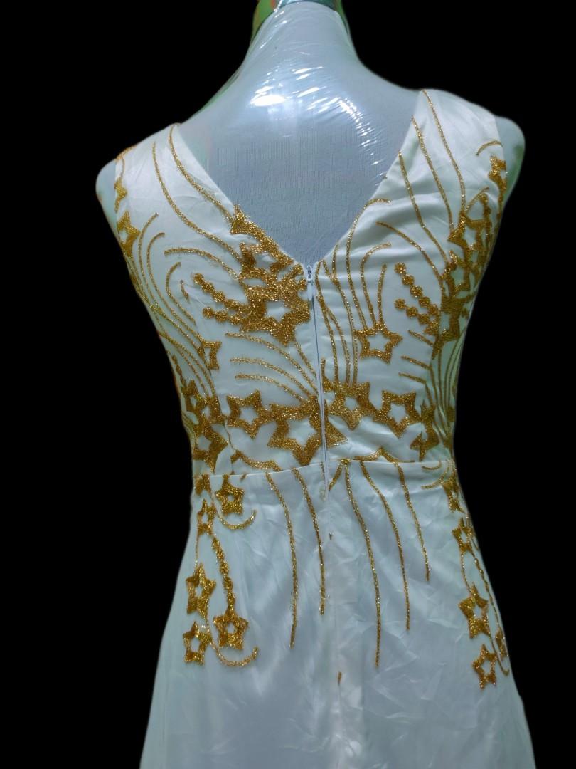 White Gold Formal Dress Semi large Women s Fashion Dresses
