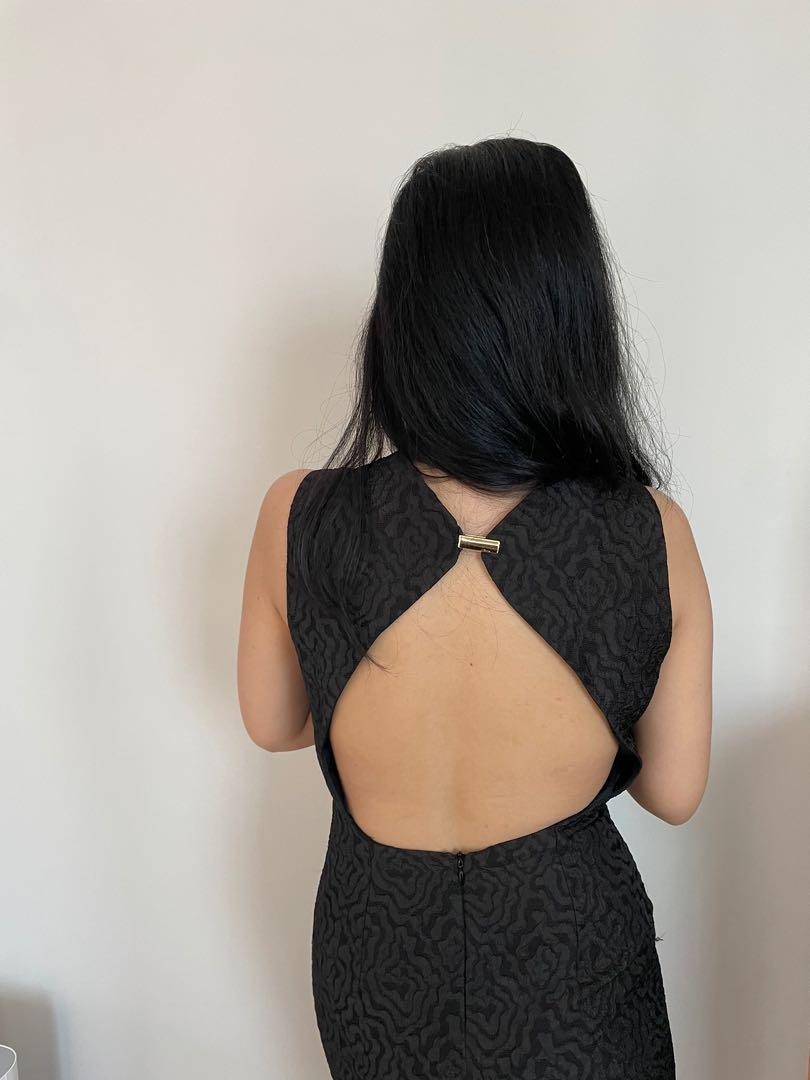 Zara black dress semiformal backless 