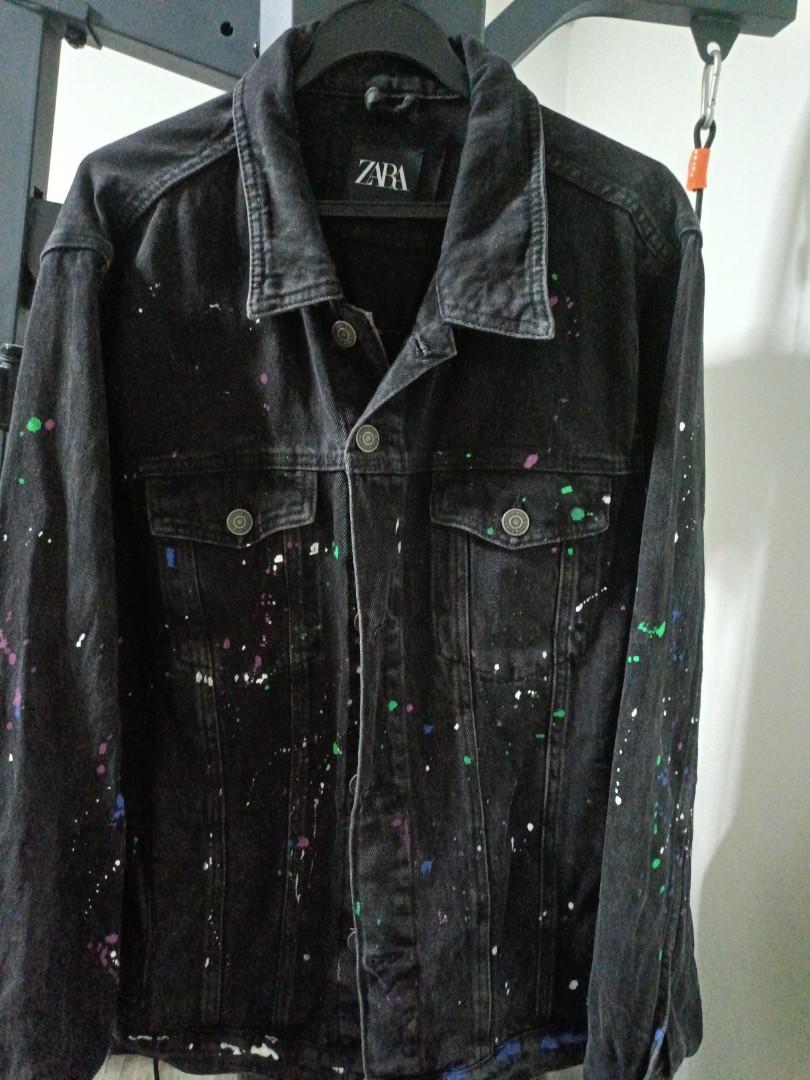 zara paint splatter denim jacket