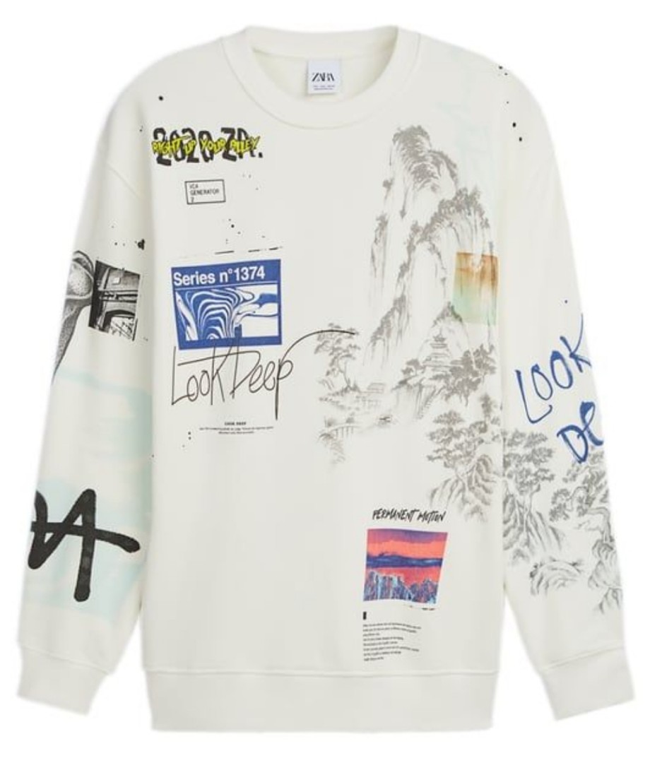 Zara Sweatshirt White Luxury Apparel on Carousell