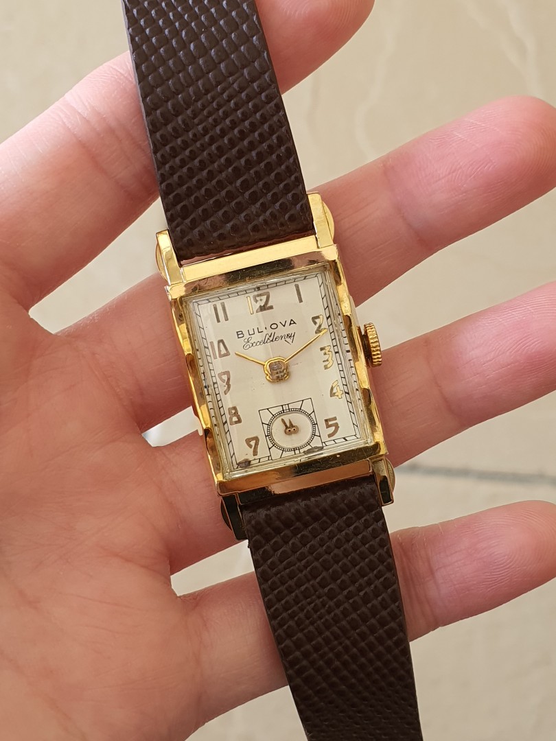 1940s Bulova Excellency Art Deco Tank vintage watch rare