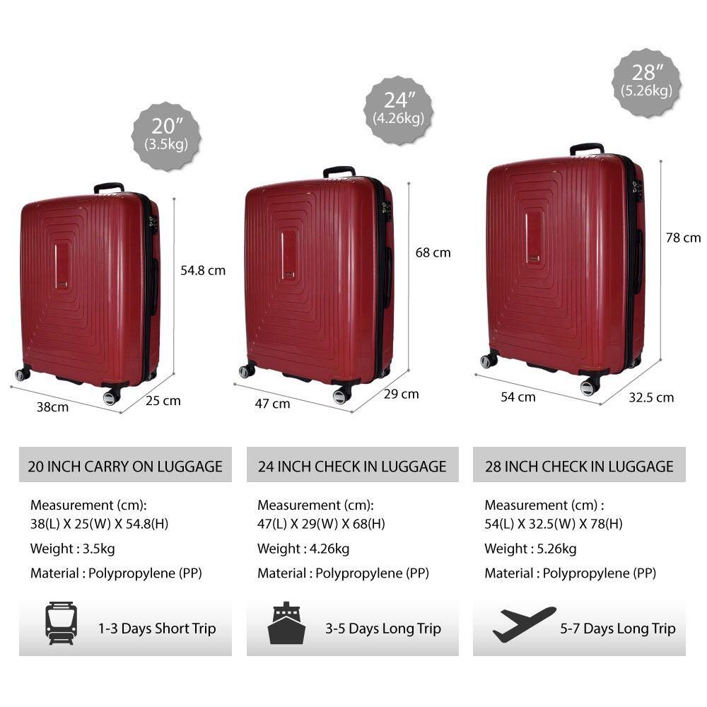 28 luggage sale size in cm