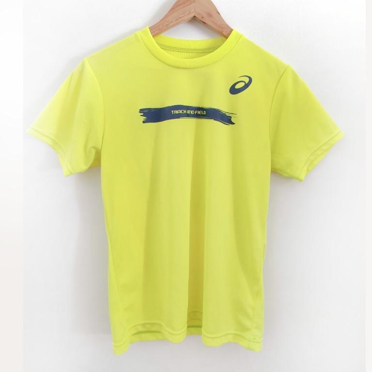 Asics Neon Yellow Running Shirt Dri Fit Track and Field Marathon Wear
