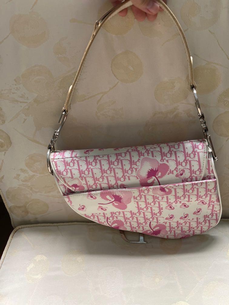 CHRISTIAN DIOR Monogram Floral Saddle Bag Pink 328605