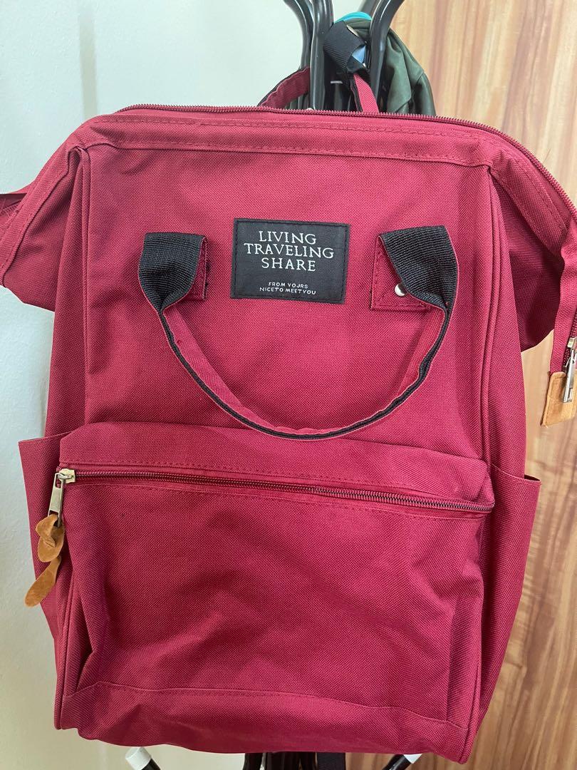 Back bag (Category: Others) located in Kuala Lumpur. Submitted by yimky (Listing ID 1158034608, Image 2). Description: Living Traveling Bag / school bag 2 color Green and Red Rm30per bag Condition 9/10 Postage not include..