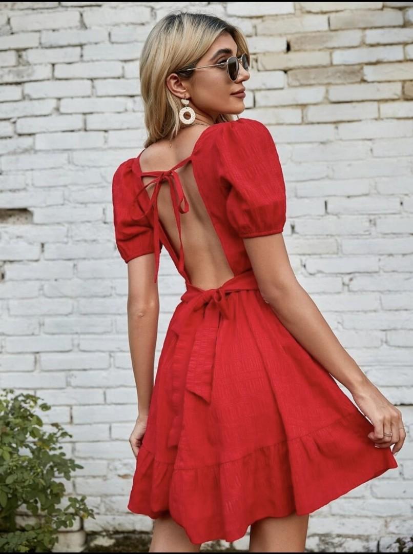 Red flowy hotsell dress short
