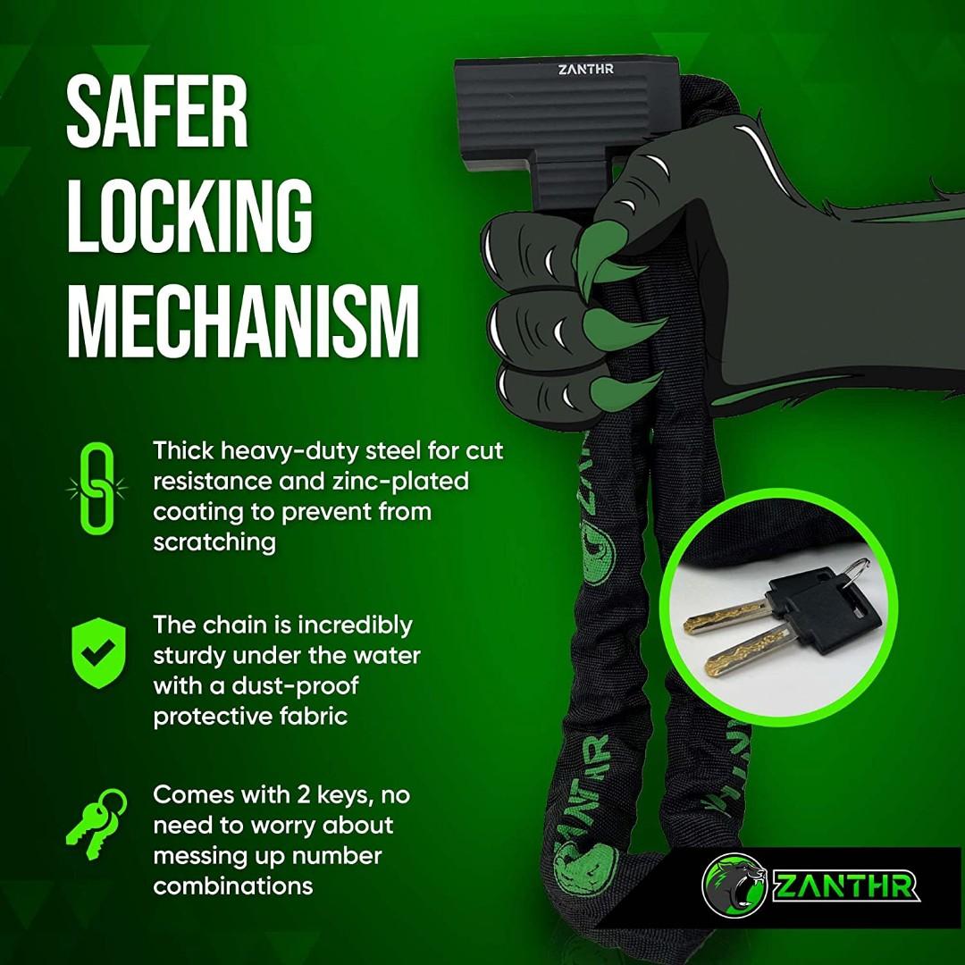 Bicycle Lock 3.4 Feet Long Bike Locks Heavy Duty Anti Theft 8mm