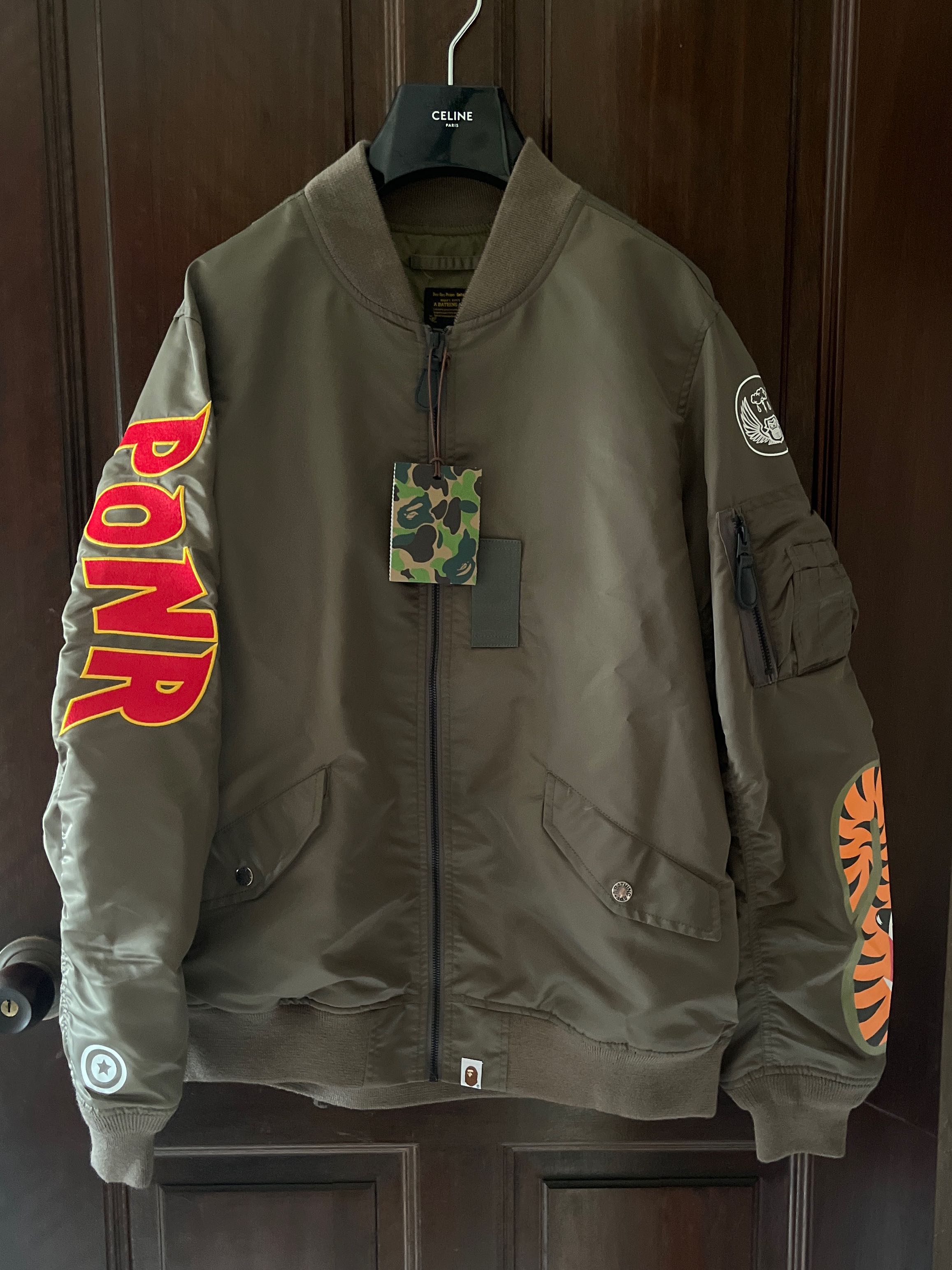 BAPE A Bathing Ape Shark Tiger MA-1 Jacket, Men's Fashion